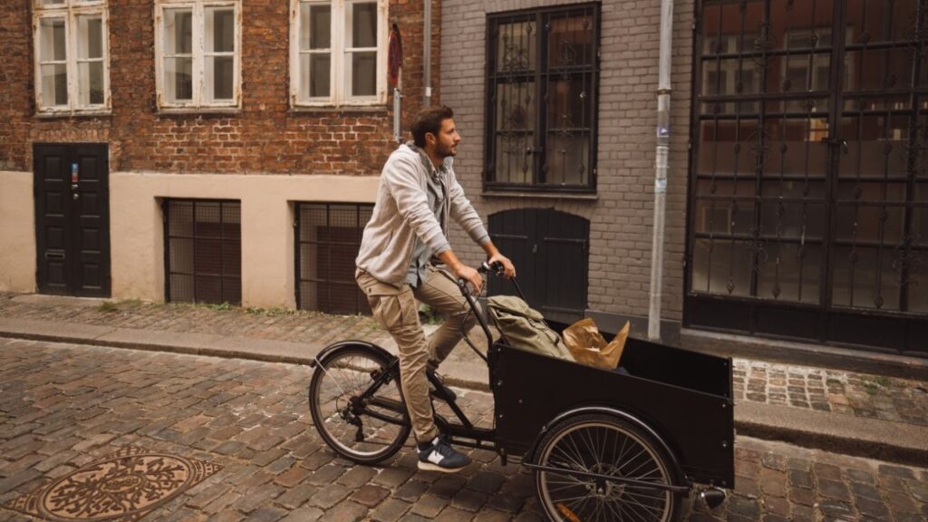 a man cycling