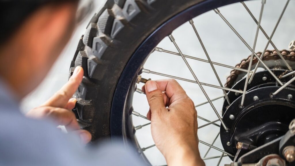 checking bike tire