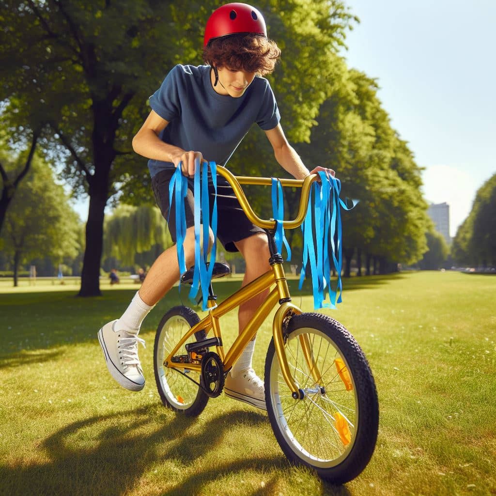 teen boy trying to balance on bike